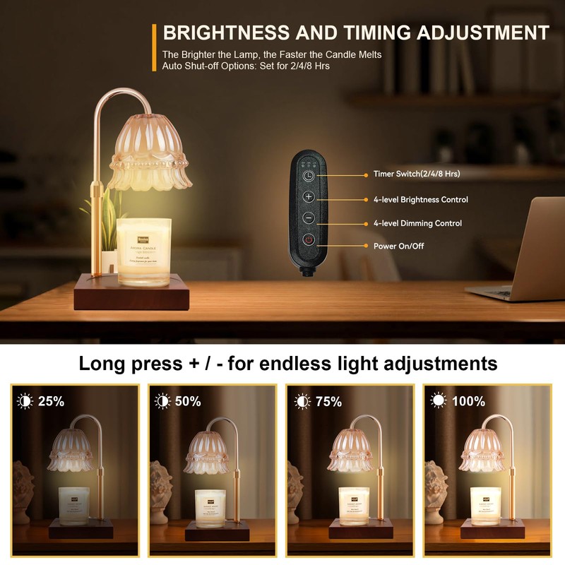 TOACSUCP Candle Warmer Lamp with 3 Bulbs, Adjustable Height Dimmable