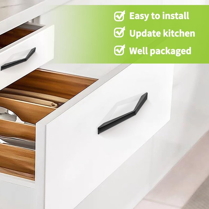 Niviy 10 Pack Cupboard Handles Kitchen Door Handles, 128mm Hole