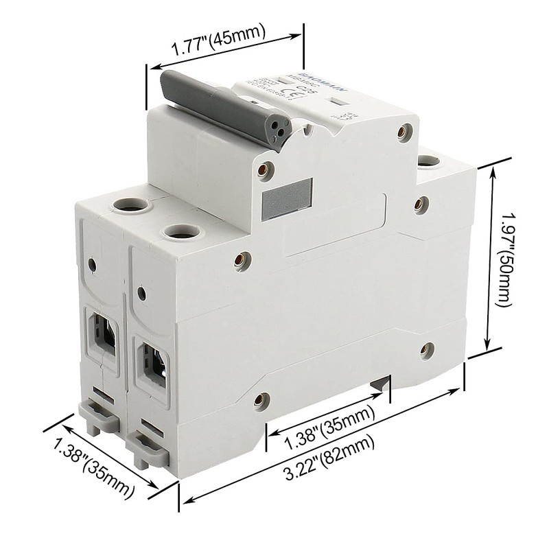 Baomain Miniature Circuit Breaker 2-Pole 25A MBM6C DZ47-63 C25 400VAC,