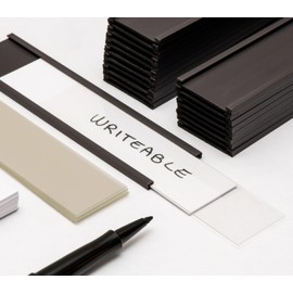 ITALFITMAGNETI Pack of 20 Writeable Magnetic Labels with Paper Insert and Transparent Protective Film for Shelves, Whiteboards, Refrigerators - Length 120 mm x 30 mm