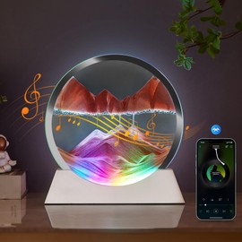 Moving Sand Art Bluetooth Speaker Bedside Lamp,Music Sync Color Changing RGB Led Lights,Dimmable Multi-Color Changing Table Lamp Sand Art Lamp for Home Decor Relaxation/Party/Music/Gift-(Yellow)
