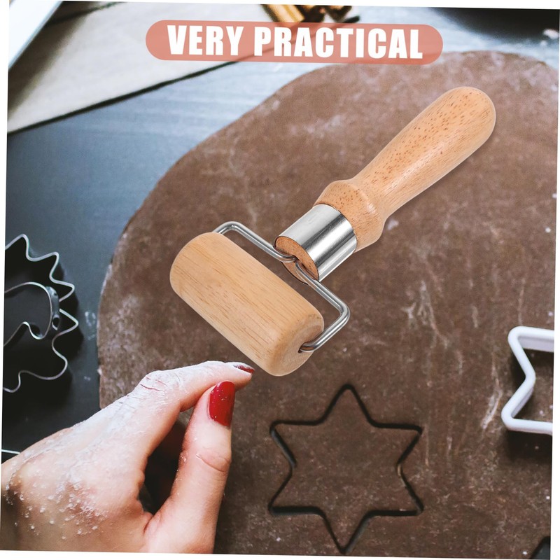 Mobestech Non Stick Wooden Rolling Pin for Baking Shaped Pastry