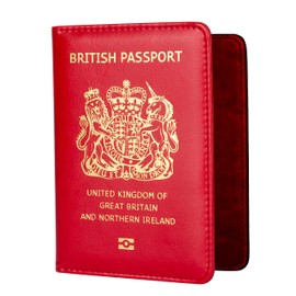 MOIRENTO UK Passport Holder Cover and Travel Document Wallet Card Holders with RFID Blocking Protection England Red