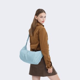EnhbZoilism Unisex Nylon Handbag, Women's Hobo Men's Shoulder Bag, Crossbody Bag, Lightweight and Waterproof, Sling Bag with Adjustable Shoulder Strap, Wide Shoulder Strap, blue