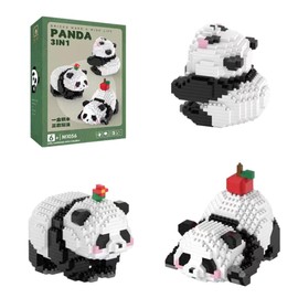 DGTSYAL 3-in-1 Panda Building Blocks Set, Mini Building Blocks Set, Cute Bricks, Animal Building Block Set, Panda Toy, Bricks, Animals Figures, 940 Pieces, Building Block for Adults, Children from 9+