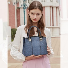 NICOLE & DORIS Women's Shoulder Bag Designer Handbags Women's PU Leather Top Handle Bag Stylish Shoulder Bag Elegant Bag for Office Bags Compartments Medium, navy blue, Unique, elegant