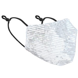 metaltree98 Women’s Lady’s Sequin Multi Color Fashion Bling Face Nose Mask With Adjustable Ear Loops Washable Reusable Breathable (Silver)