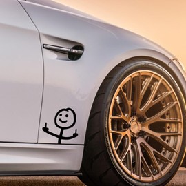 IOO6Z8SY Contemptuous Cartoon Character Sticker, Waterproof, UV-Resistant, Car Sticker for Smooth Surfaces (12 cm x 12 cm, 1 Piece) (Black)