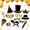 Kaluofan 25 PCS Black and Gold Party Decorations, Photobooth Party