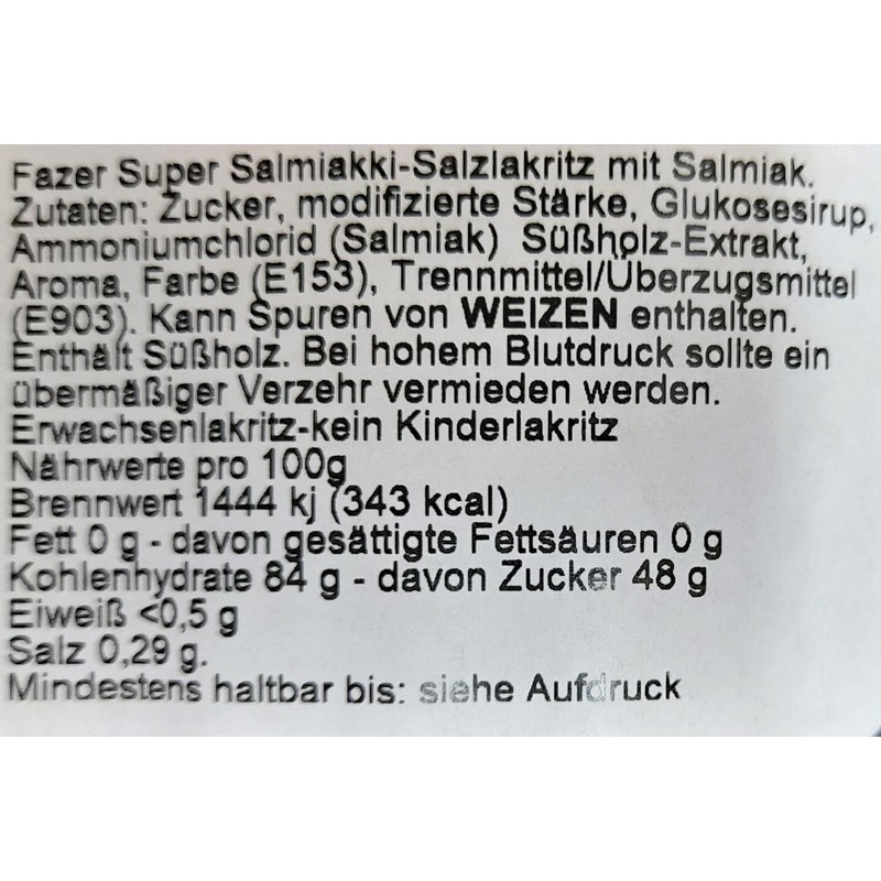 Fazer Super Salmiakki Original Finnish Salty Liquorice Wine Gums, 2-pack