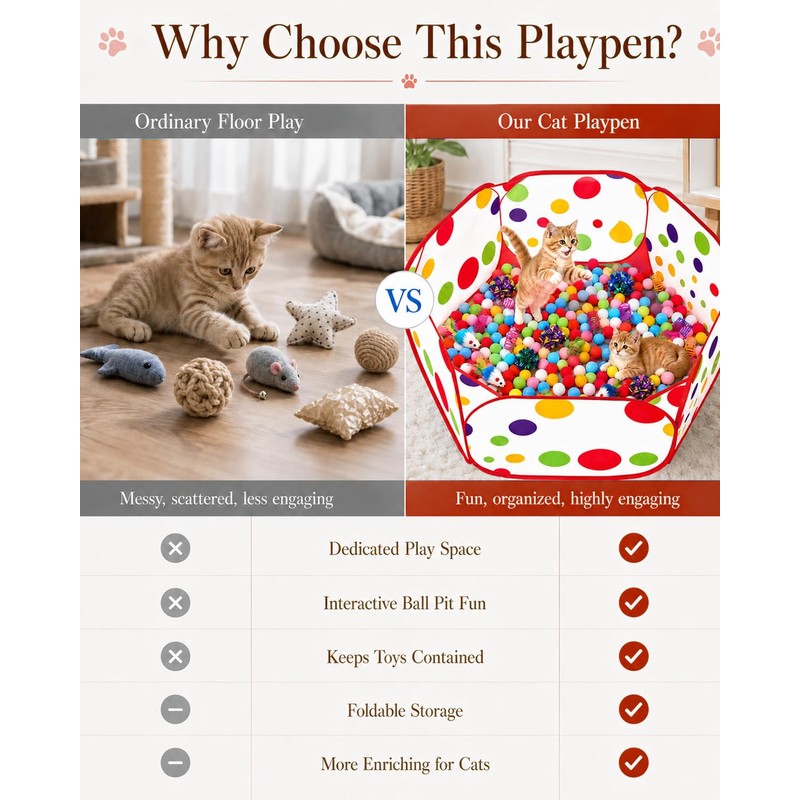 GSPIM Cat Ball Pit with 227 Pcs Interactive Cat Toys,
