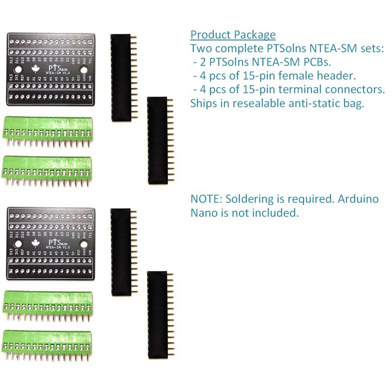 PTSolns Breakout Board BoB Expansion Adapter for Microcontroller (Nano, NTEA-SM)