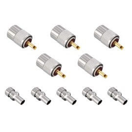 5 Pack UHF PL259 Solder Connector Plug with Reducer for RG8x, RG8, RG59, LMR-400, RG-213 Coaxial Coax Cable，Teflon Material 50ohm Low Loss RFAdapter Compatiable with Ham Radio Antenna (5-Pack)