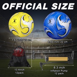 Ceenna 6 Pcs Soccer Ball Bulk with Pump Bag Operation Machine Stitched Deflated Soccer for Outside Sports Training Christian Charity Donation Supplies(Stylish,Size 4)