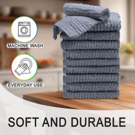 Textila Bar Mop Towels 12x12 Inch – Grey – Pack of 10, Cotton Dish Cloths & Cleaning Towels for Kitchen, Bar, Restaurant, Household Use – Absorbent, Durable, Reusable
