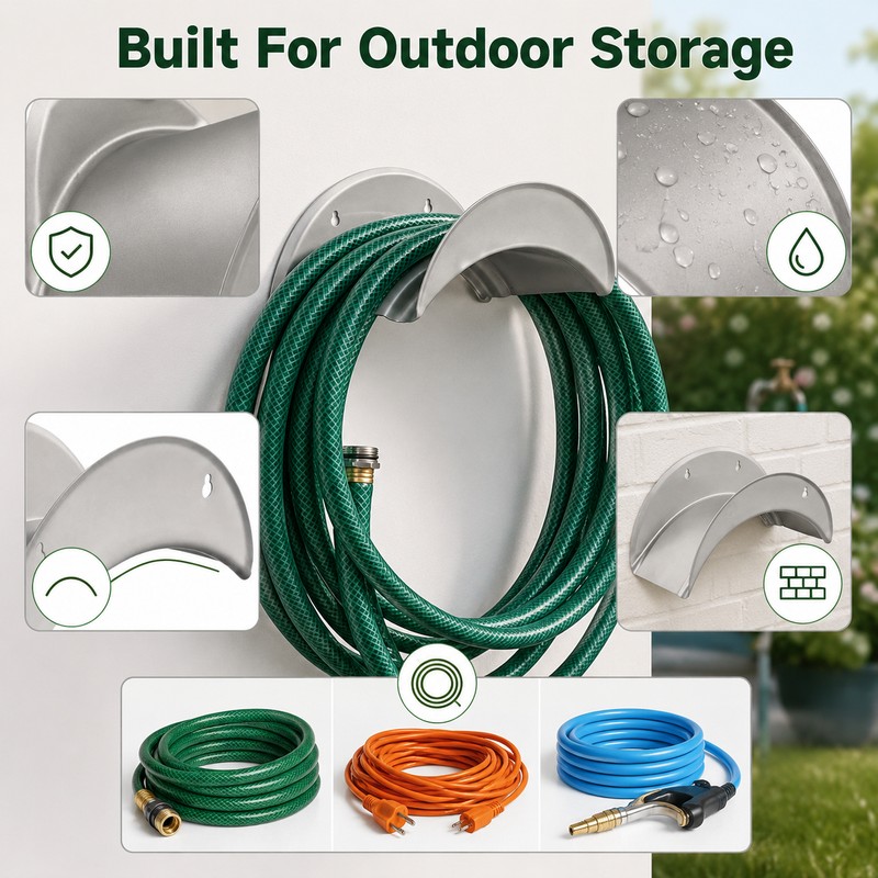 Wall Mount Garden Hose Holder for Outdoor Storage - Heavy