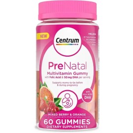 Centrum Multi Vitaminas Prenatal Ácido Fólico Dha Gomitas Sabor Frutos Rojos Naranja