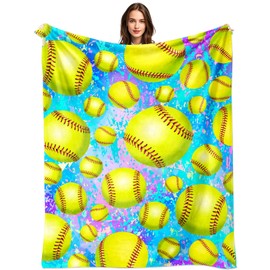 Softball Blanket Gifts for Girls Ultra Soft Flannel Softball Throw Blanket for Bedding Bedroom Decor Accessories Stuff 50"x40"