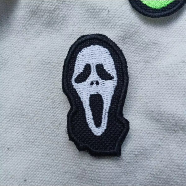 Scream Horror Movie Ghost Mask Face White Embroidered Iron On