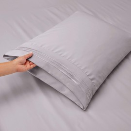 Nestl Deep Pocket King Sheets: King Size Bed Sheets with Fitted and Flat Sheet, Pillow Cases - Extra Soft Microfiber Bedsheet Set with Deep Pockets for King Sized Mattress - Light Gray Lavender