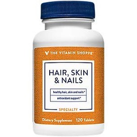 The Vitamin Shoppe Hair, Skin and Nails, with 400MCG of Biotin and Other Essential Vitamins, Nutrient Metabolism Support for Healthy Vibrant Hair, Healthy Skin & Strong Nails (120 Tablets)