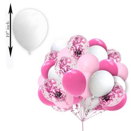 Hot Pink and White Balloons Pack of 30PCS 10Inch White Balloons with Metallic Pink Confetti Helium Latex Balloons Hot Pink White Balloons for Girls Theme Birthday Baby Showers Wedding Decorations