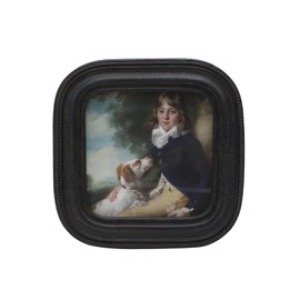 SYLVIA'S SHOP 3x3 Small Vintage Picture Frame, Mini Antique Black Grey Ornate Square Photo Frame, for Tabletop and Wall Display, Retro Home Decor, Old Fashioned Photo Gallery Art