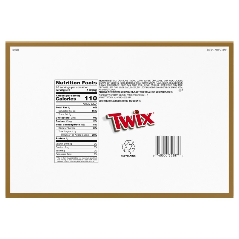 Twix Share Size Chocolate Caramel Cookie Candy Bar, 3.02 Oz,