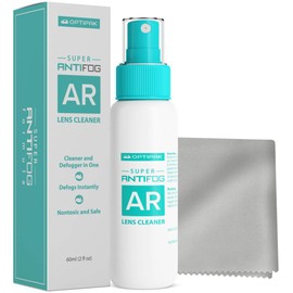 OPTIPAK Anti Fog Spray for Glasses - Antifog Cleaner with Microfiber Cloth for Eyeglasses, Goggles, Sunglasses, Mirror - Eyeglass Defogger Spray for Mask Wearers (60ml/2oz)