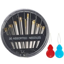 Eketirry Premium Hand Sewing Needles，4 Pack 30-Count Assorted Needles for Sewing Repair, 6 Different Sizes Sewing Needles with 2 Threaders (Black,4)