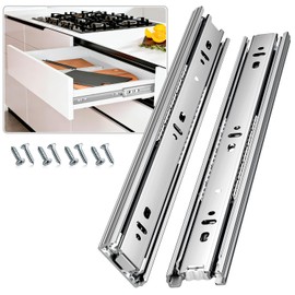 REGUDA Drawer Slides Ball Bearing 3 Folds Full Extension Side Mount Cabinet Runners Glides Rails Track 100 Lbs Load 10 12 14 16 18 20 22 24 Inch Silver (Silver-Basic- 1 Pr,24 Inch)