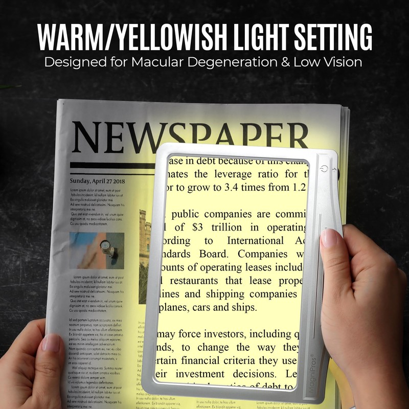 MagniPros 5X [Rechargeable] Large Ultra Bright LED Page Magnifier with