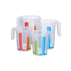 MiraHome Measuring Cups Set of 4 Colourful 2 x 0.5 Litres 2 x 1 Litre ml Cups Grams Sugar Flour Austrian Quality