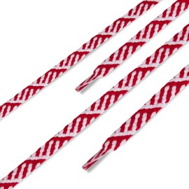 Swissly 1 pair of flat shoelaces for trainers and sports shoes – very tear-resistant – approx. 7.0 mm wide made of 100% polyester, colour: red/white, length: 110 cm