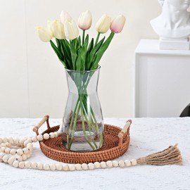 Glass Vases for Flowers, 8" Tall Ins Modern Irised Crystal Clear Glass Vases for Centerpieces Home Desk Decoration, Decorative Iridescent Glass Table Vase for Birthday Wedding Housewarming Gift-Grey