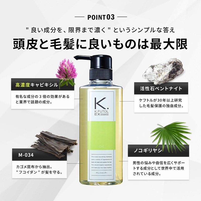 K.Futol Men's Refill Scalp Shampoo Conditioner Set Treatment 500ml &
