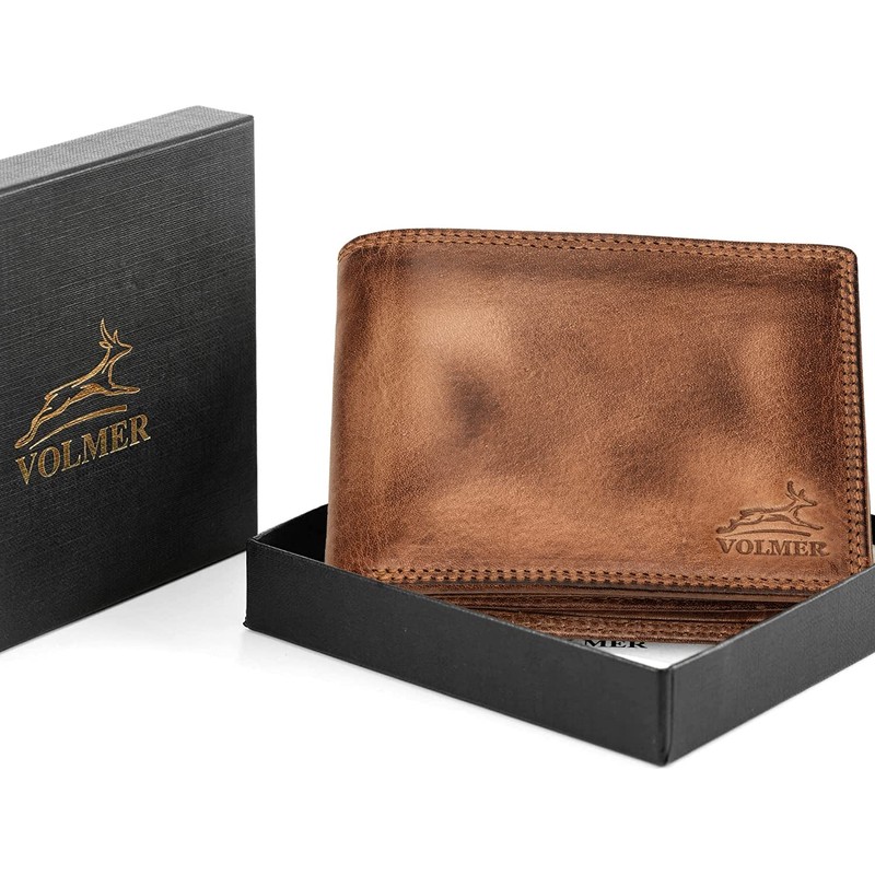 Fa.Volmer ® Men's Leather Wallet with RFID Protection I Extra