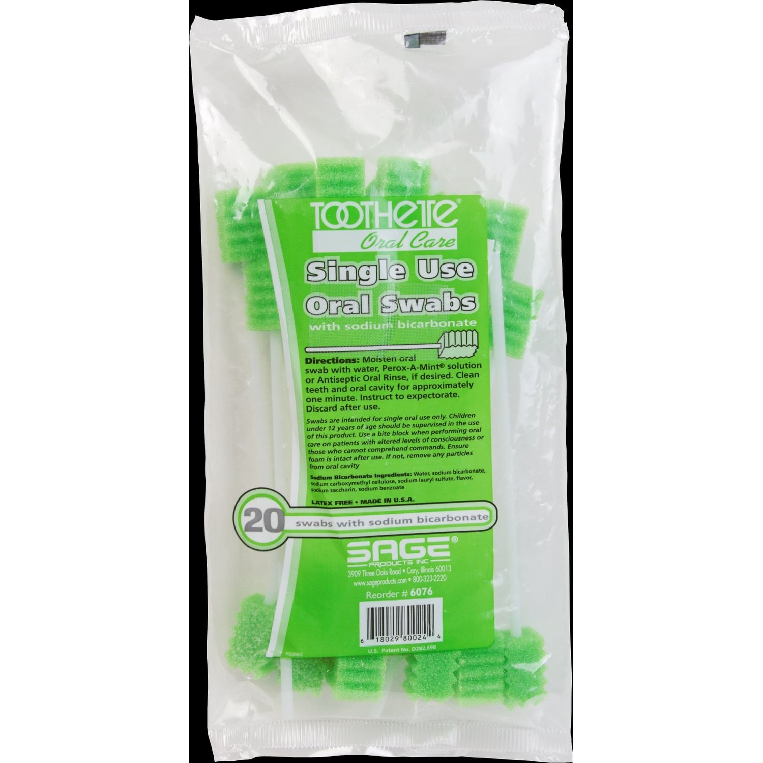 Sage 60761700 Oral Swabstick Toothette Plus Foam Sodium Bicarbonate ...