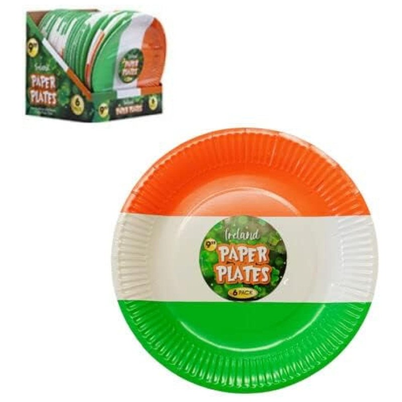 Lizzy 6Pcs St. Patrick's Day Tricolour Paper Plates 9 inch