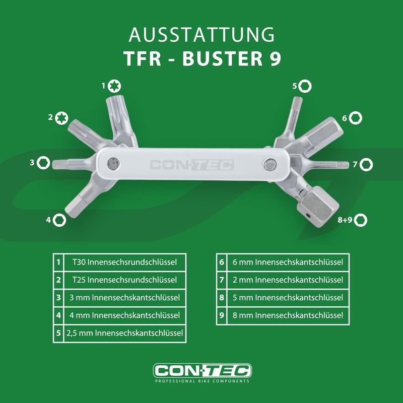 CONTEC Buster 9 9 in 1 Bicycle Multitool Repair Kit