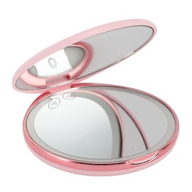 Hilitand Espejo de Maquillaje de Viaje con Luz LED, Doble Cara de 5 Pulgadas, Aumento 1X/7X, Iluminación Ajustable, Portátil