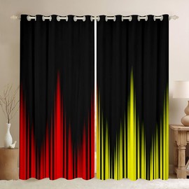 Feelyou Cortinas de ventana rojas y negras, cortinas de oscurecimiento, abstractas a rayas degradadas, decoración de habitación de niños, niños y niñas (2 paneles, 38 x 54 pulgadas)