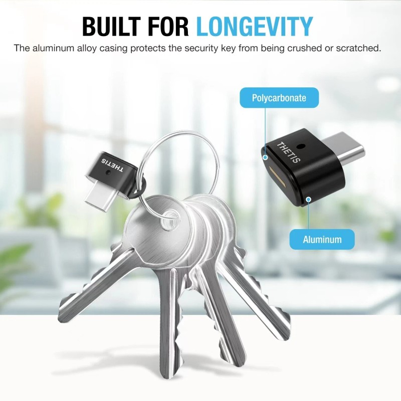 Thetis Nano-C FIDO2 Security Key Hardware Passkey Device with USB