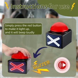 Yeffxior Sound Buttons for Games with Light and Alarm Sounds - Ideal for TV Programming, Competitions Between Friends, Theme Quiz and Family Shows (Pack of 2)