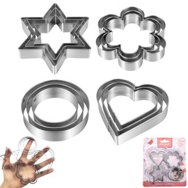 12PCS Large Cookie Cutters Set: 3 Inch Stainless Steel Shapes for Baking, Polymer Clay & Fruit Cutting (Heart Star Flower Circle)