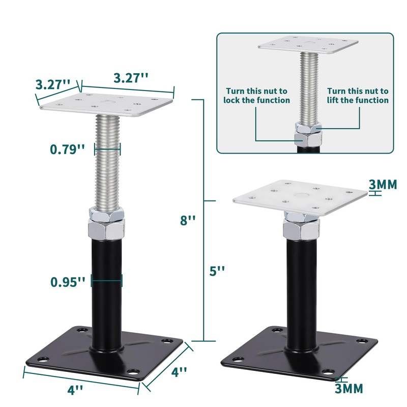 8 PCS Adjustable House Floor Jacks,RV Step stabilizer，Post Floor Joist