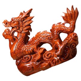 Baluue Creative Chinese Dragon Ornament Wooden Dragon Statue Decor for Zodiac Figurine Delicate Craftsmanship for Table Decoration and Display