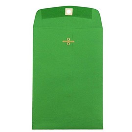 JAM PAPER 6 x 9 Open End Catalog Colored Envelopes with Clasp Closure - Green Recycled - 25/Pack