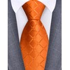 GUSLESON Orange Tie for Men Wedding Solid Silk Plaid Checkered