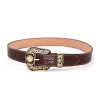 Western CF Belt Genuine Leather Gold Bull Basketweave Horse Buckle